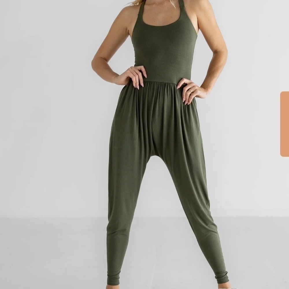 IMBODHI Bodhi Jumper Moss Green Micromodal Harem Jumpsuit Womens Small